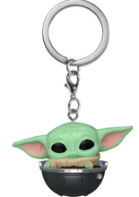 Load image into Gallery viewer, Star Wars: The Mandalorian Grogu in Hover-Pram Funko Pocket Pop! Key Chain