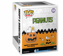 Load image into Gallery viewer, It's the Great Pumpkin Charlie Brown Snoopy & Woodstock with Pumpkin Deluxe Funko Pop! Vinyl Figure #1589
