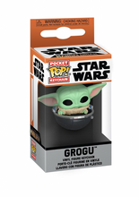 Load image into Gallery viewer, Star Wars: The Mandalorian Grogu in Hover-Pram Funko Pocket Pop! Key Chain
