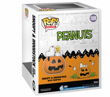 Load image into Gallery viewer, It&#39;s the Great Pumpkin Charlie Brown Snoopy &amp; Woodstock with Pumpkin Deluxe Funko Pop! Vinyl Figure #1589
